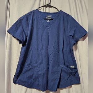 Cherokee Workwear Revolution Women's V-Neck Scrub‎ Top, Navy, Large